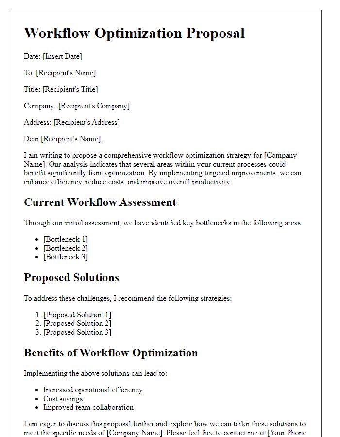 Letter template of workflow optimization proposal