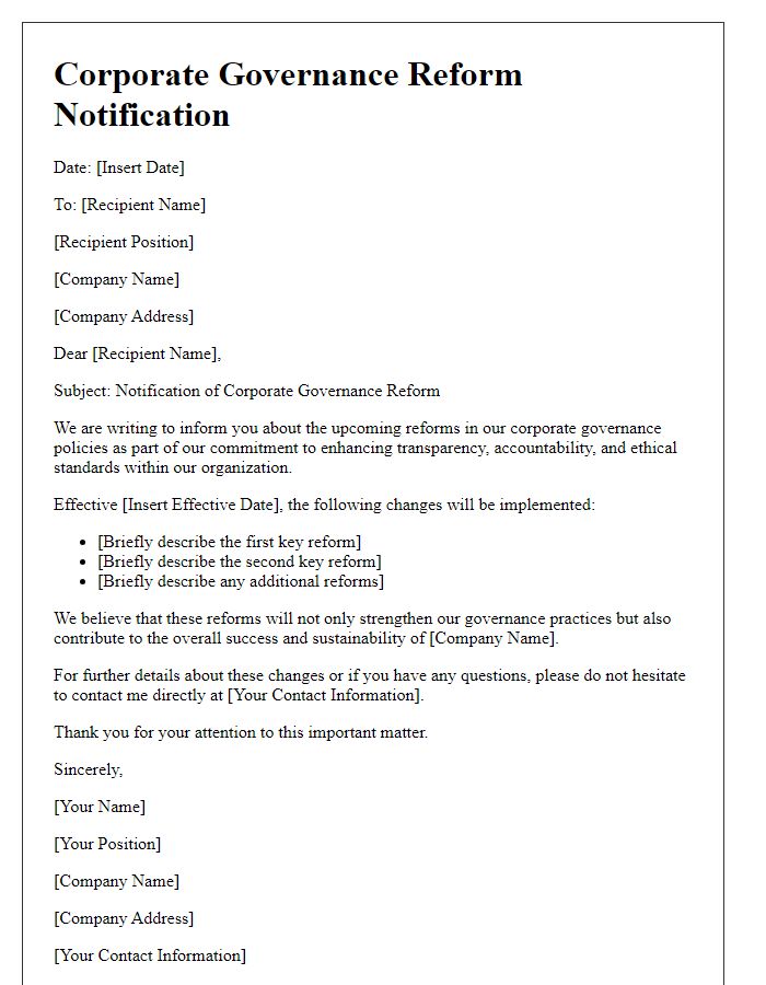 Letter template of corporate governance reform notification