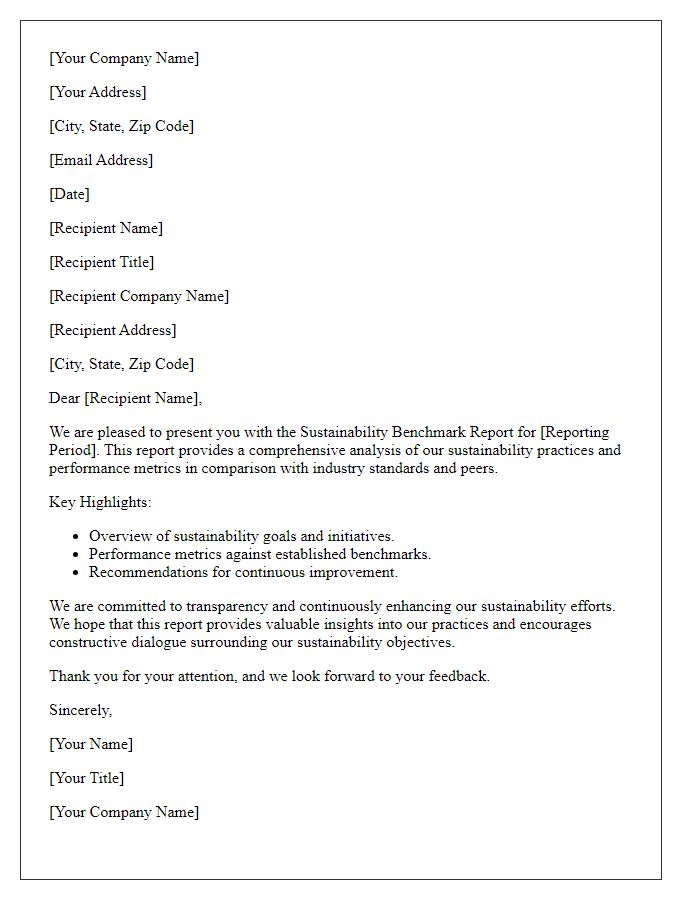 Letter template of sustainability benchmark report