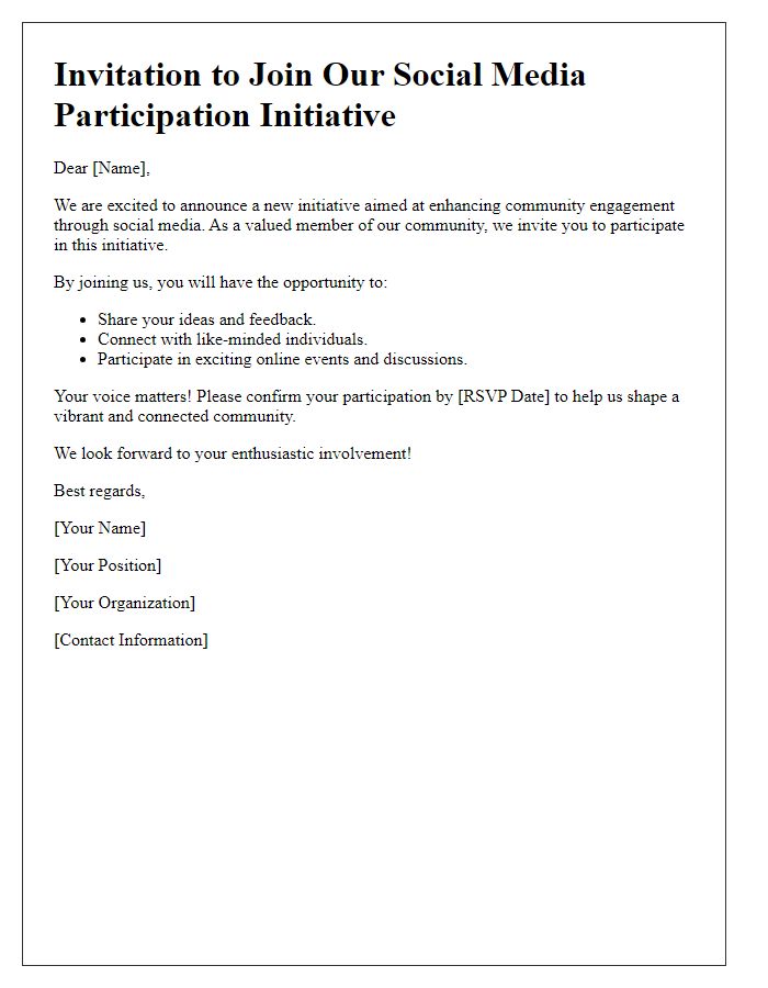 Letter template of a social media participation initiative