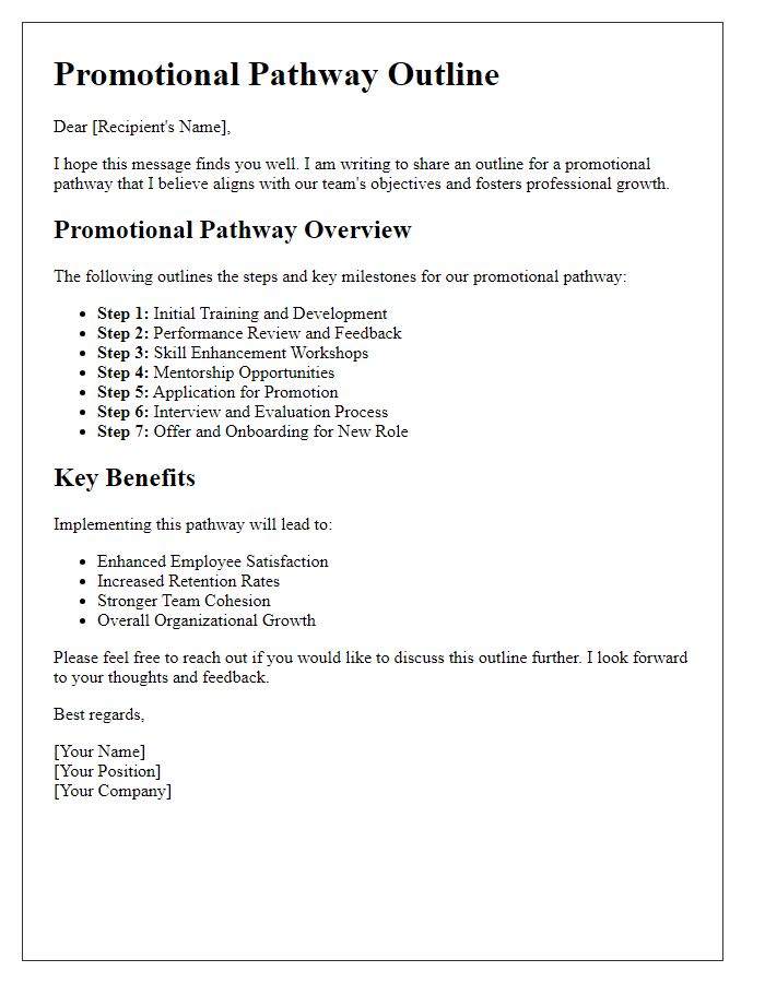 Letter template of promotional pathway outline