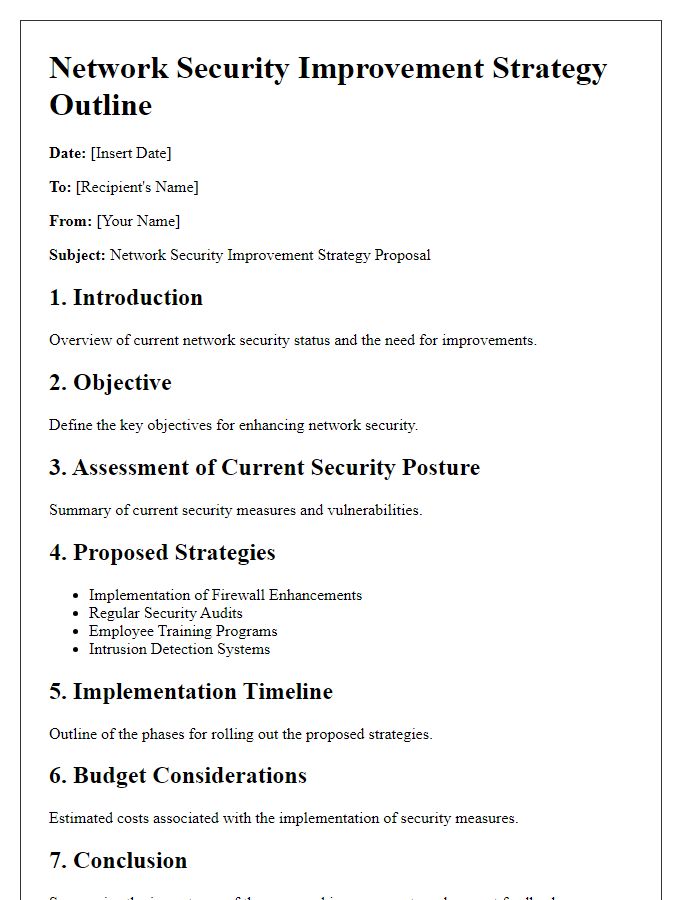 Letter template of network security improvement strategy outline