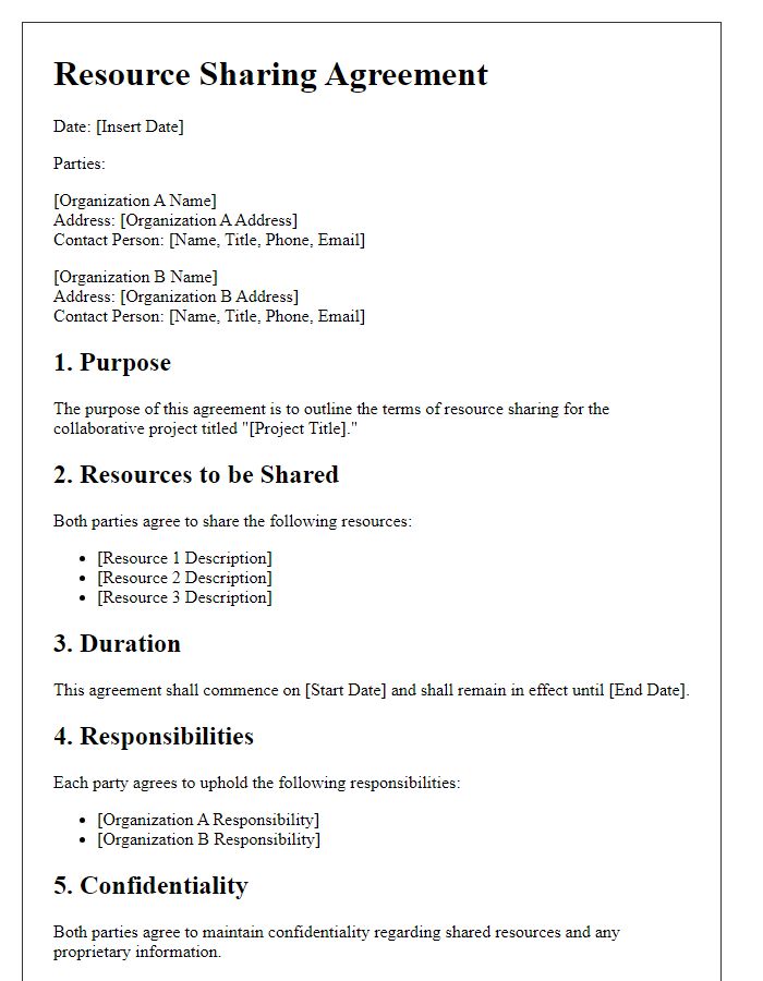 Letter template of resource sharing agreement for collaborative projects