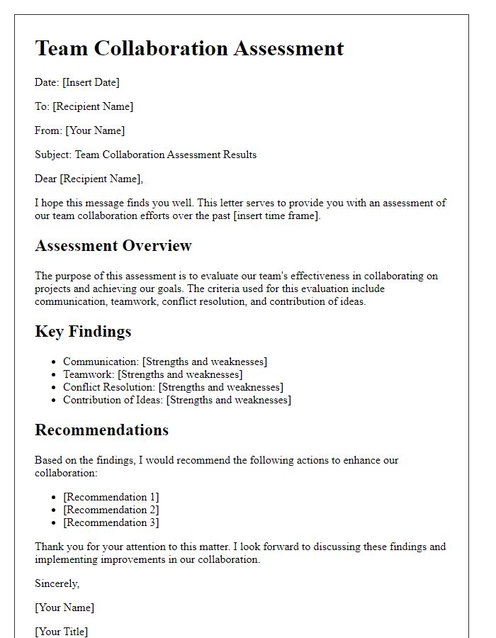 Letter template of team collaboration assessment