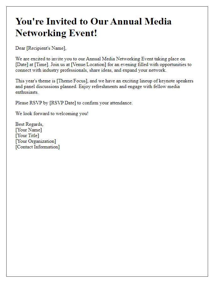 Letter template of annual media networking event invitation