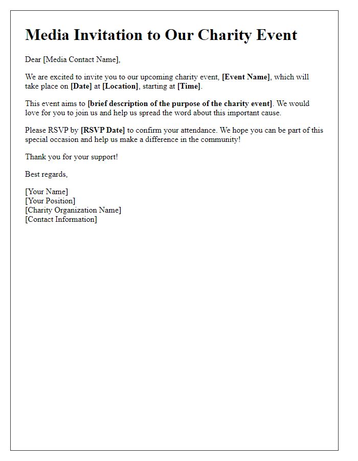 Letter template of charity event media invitation