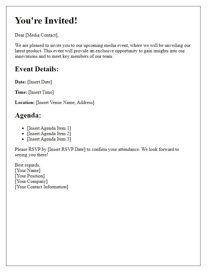 Letter template of formal media event invitation