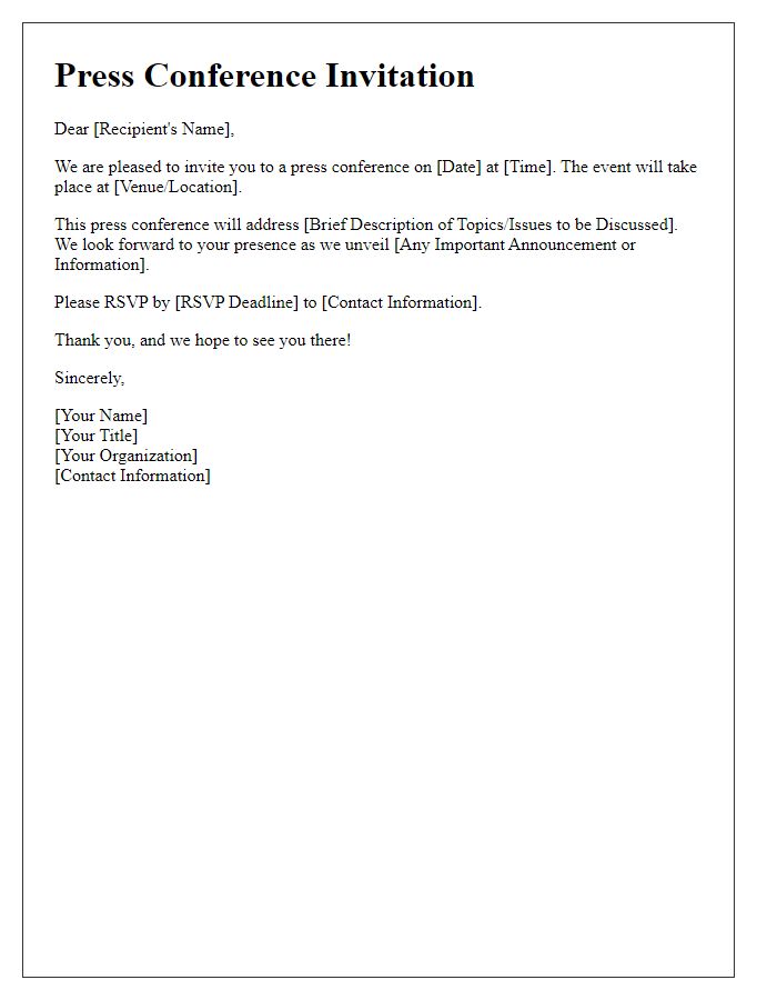 Letter template of press conference invitation