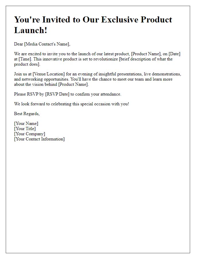 Letter template of product launch media invitation