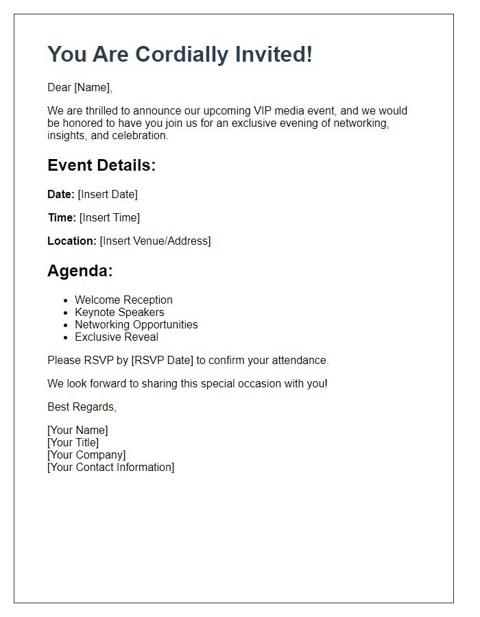 Letter template of VIP media event invitation