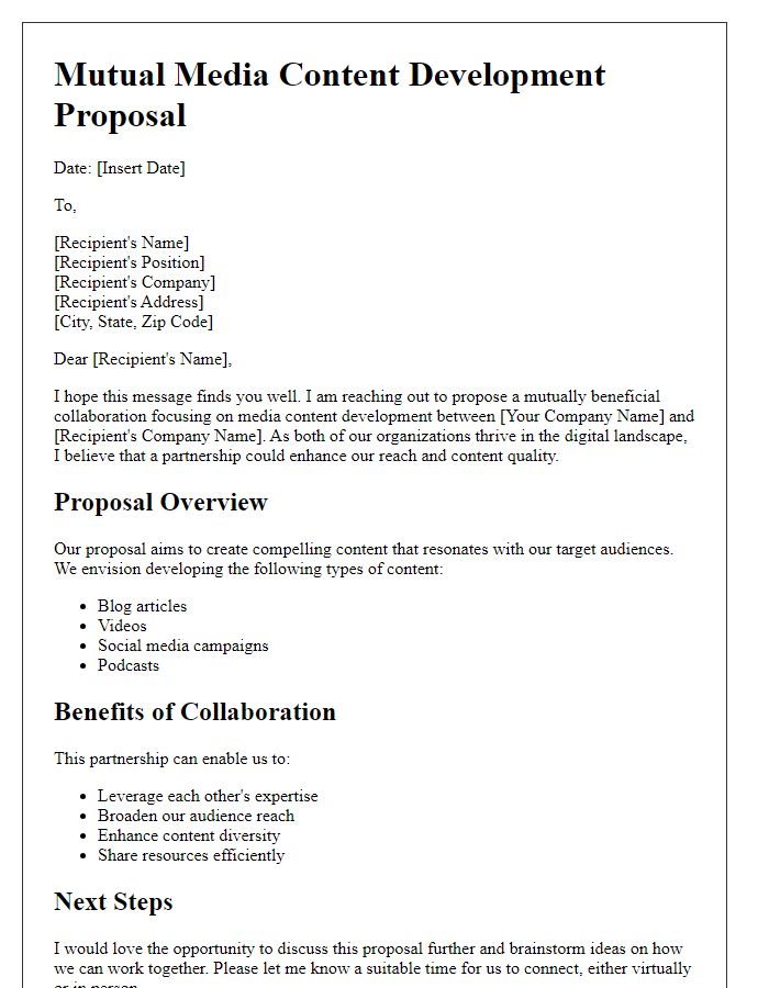 Letter template of mutual media content development proposal