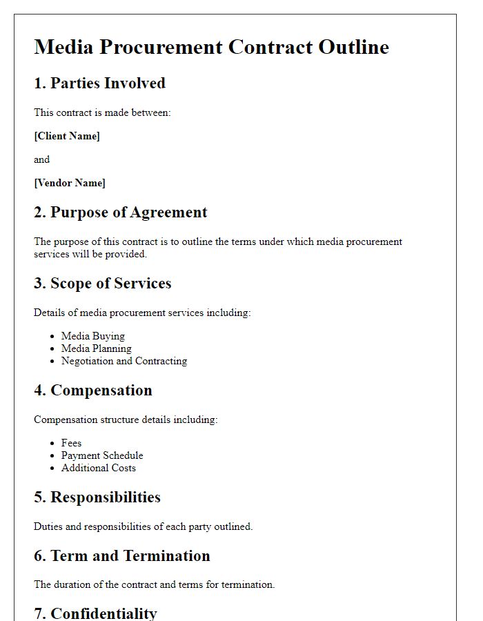 Letter template of media procurement contract outline