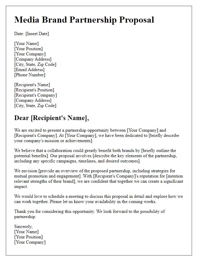 Letter template of media brand partnership proposal