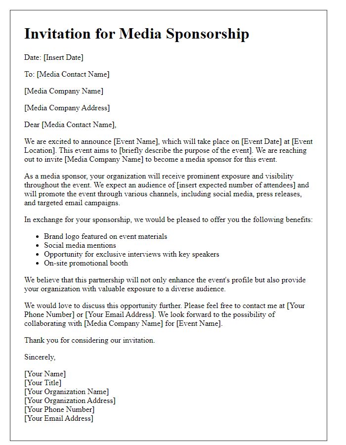 Letter template of media sponsorship invitation