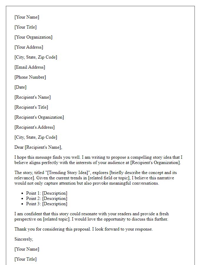 Letter template of media proposal for a trending story idea