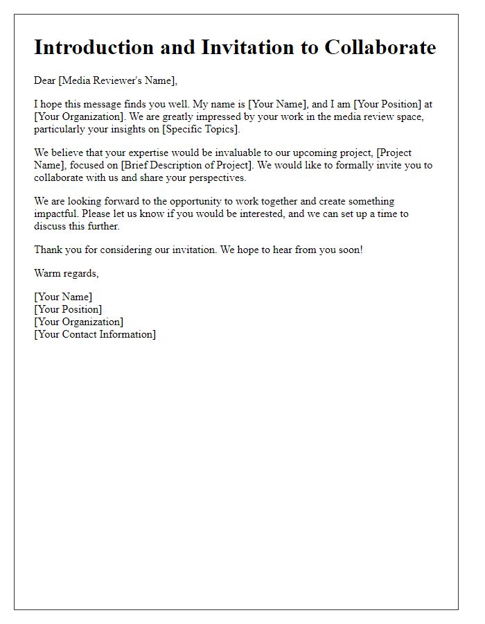 Letter template of media reviewer introduction and invitation