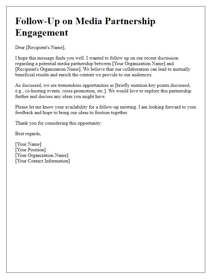 Letter template of media partnership engagement follow-up