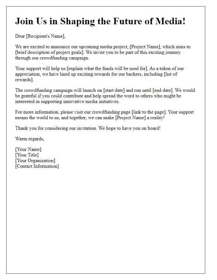 Letter template of media crowdfunding fundraising invitation