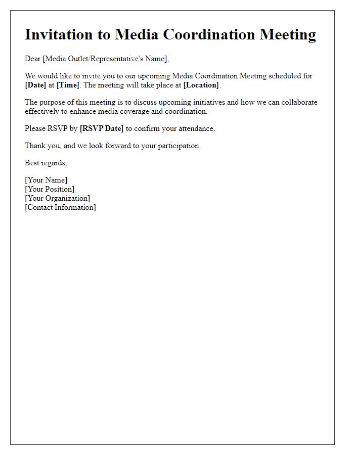 Letter template of Invitation for Media Coordination Meeting