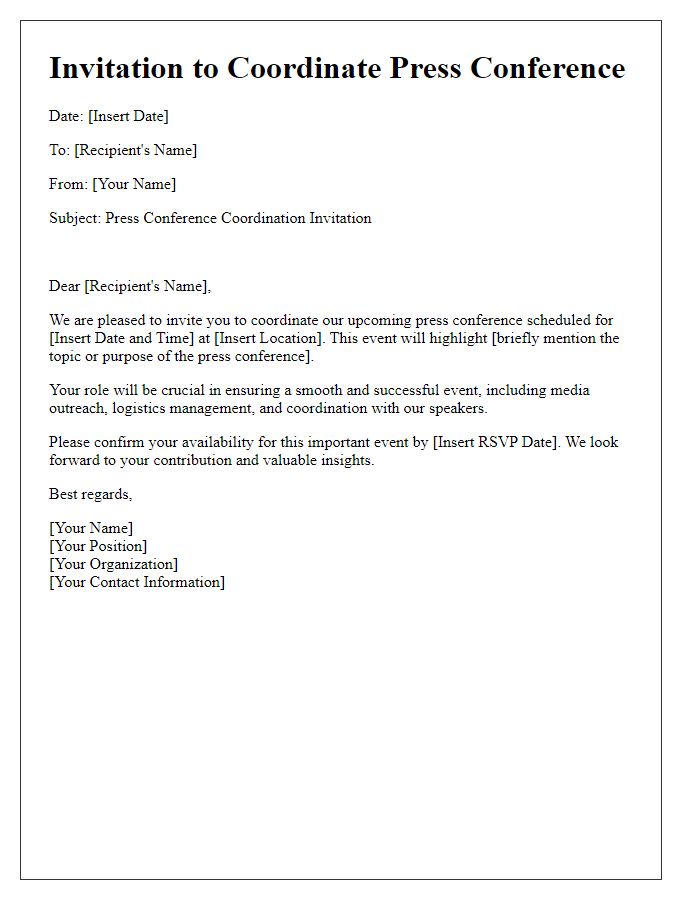 Letter template of Press Conference Coordination Invitation