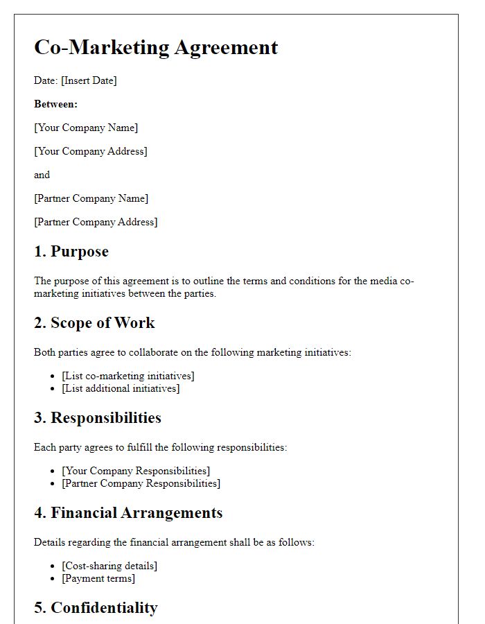 Letter template of agreement for media co-marketing initiatives