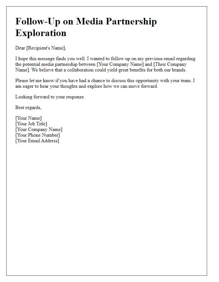 Letter template of follow-up for media partnership exploration