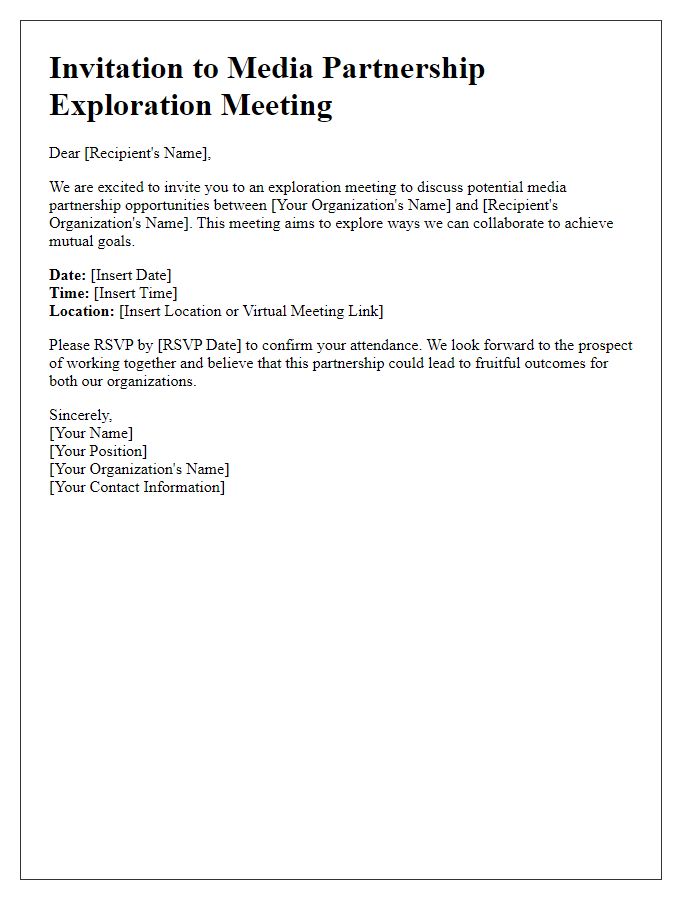 Letter template of invitation for media partnership exploration meeting