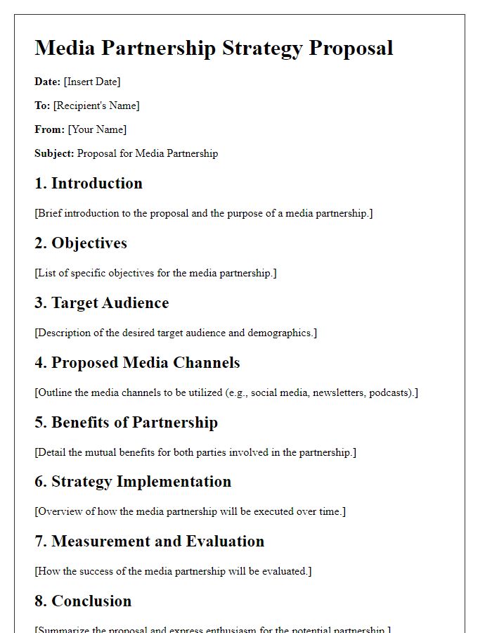 Letter template of outline for media partnership strategy proposal