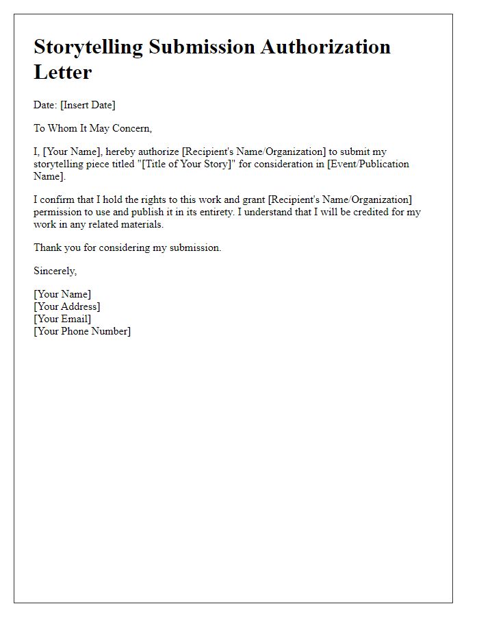 Letter template of storytelling submission authorization