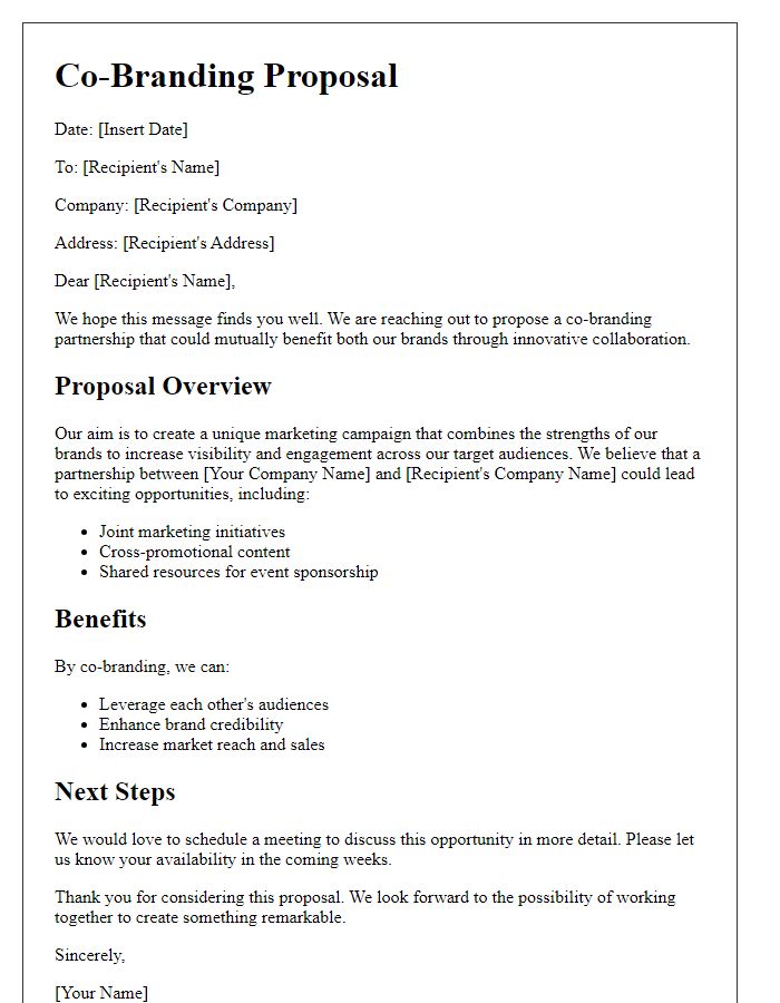 Letter template of media co-branding proposal