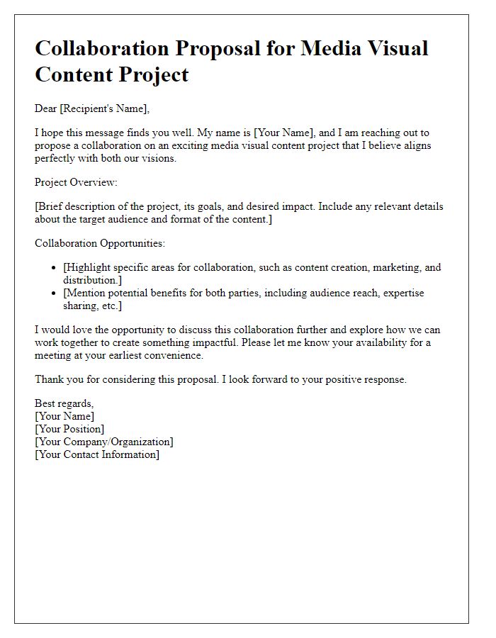 Letter template of media visual content project collaboration