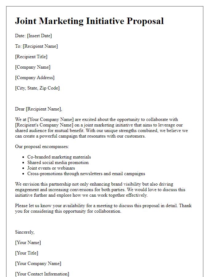 Letter template of media joint marketing initiative