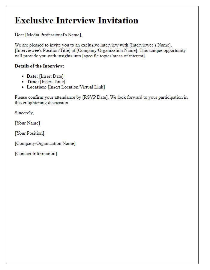 Letter template of exclusive interview invitation for media professionals