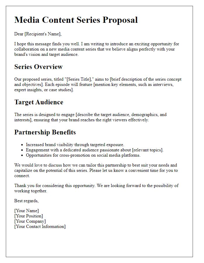 Letter template of media content series offering