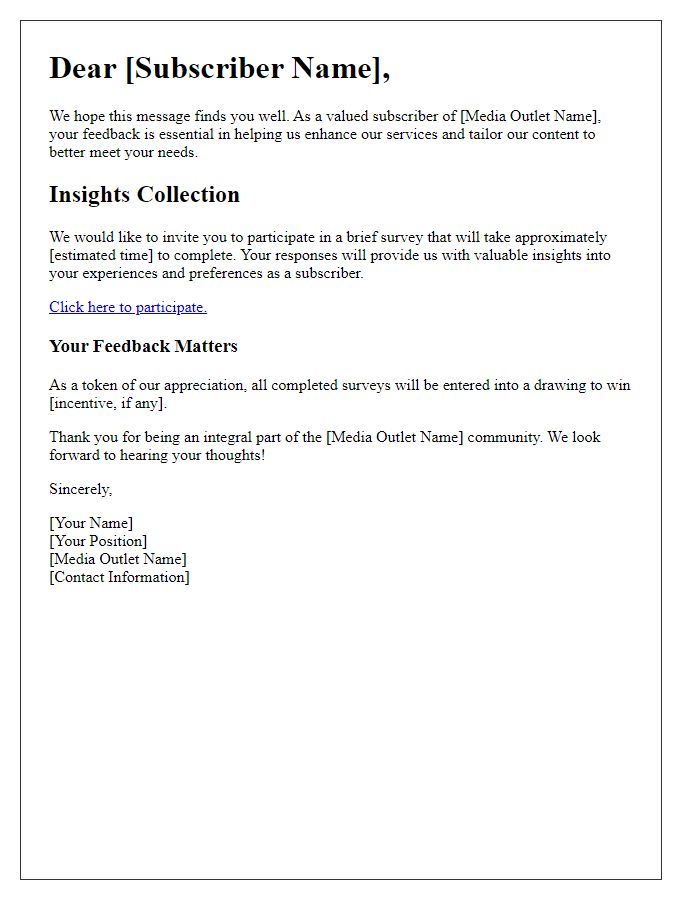 Letter template of media subscriber insights collection