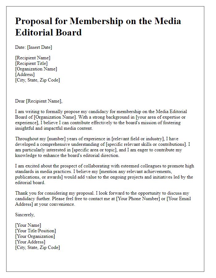 Letter template of formal proposal for media editorial board membership