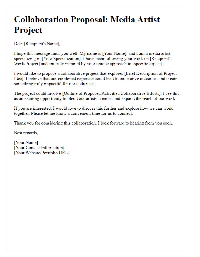 Letter template of media artist project collaboration suggestion.