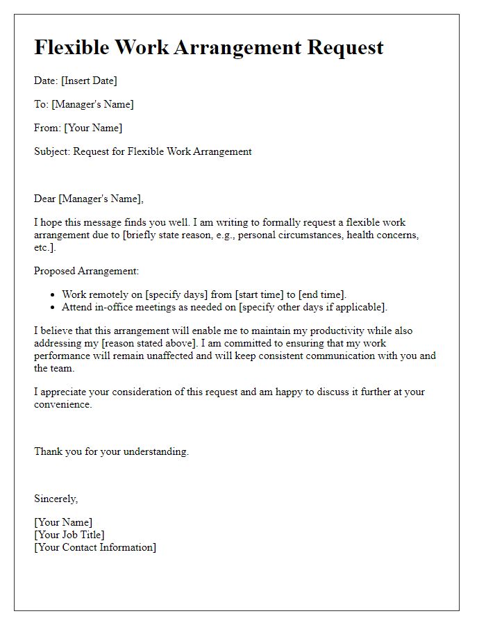 Letter template of media flexible work arrangement