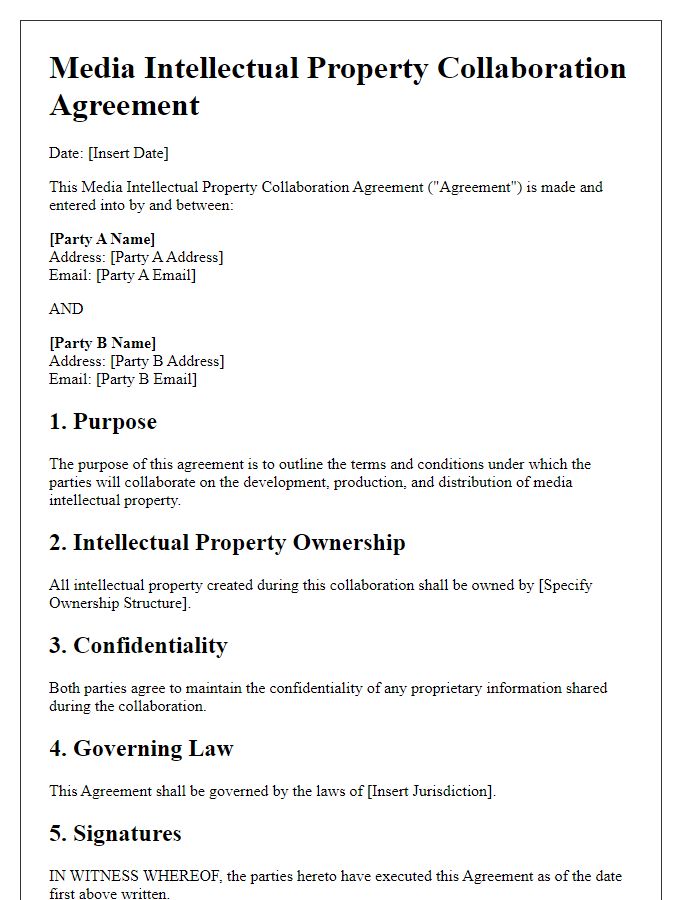 Letter template of Media Intellectual Property Collaboration Agreement