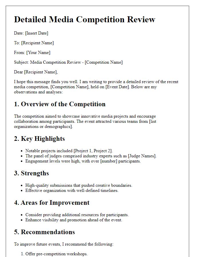 Letter template of Detailed Media Competition Review