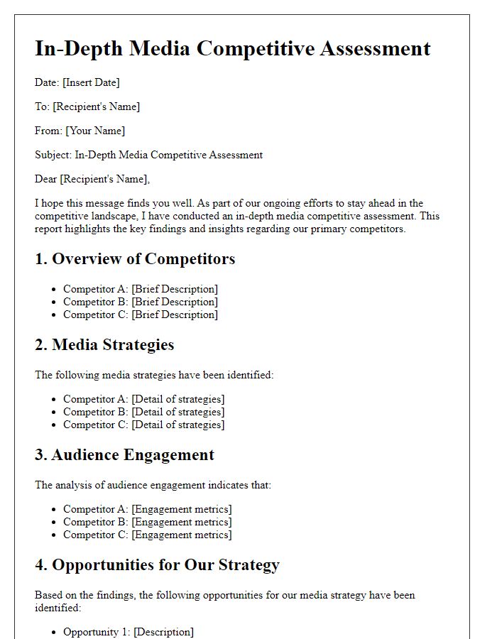 Letter template of In-Depth Media Competitive Assessment