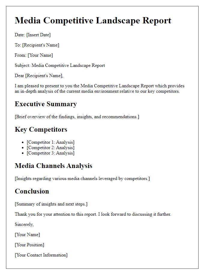 Letter template of Media Competitive Landscape Report