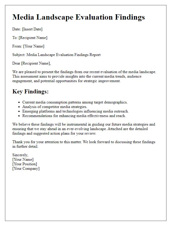 Letter template of Media Landscape Evaluation Findings