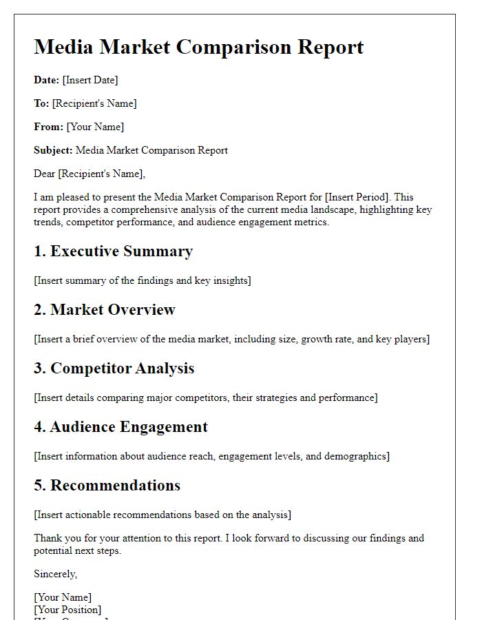 Letter template of Media Market Comparison Report