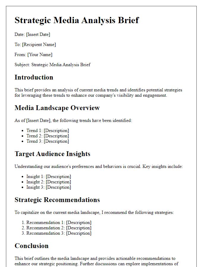 Letter template of Strategic Media Analysis Brief