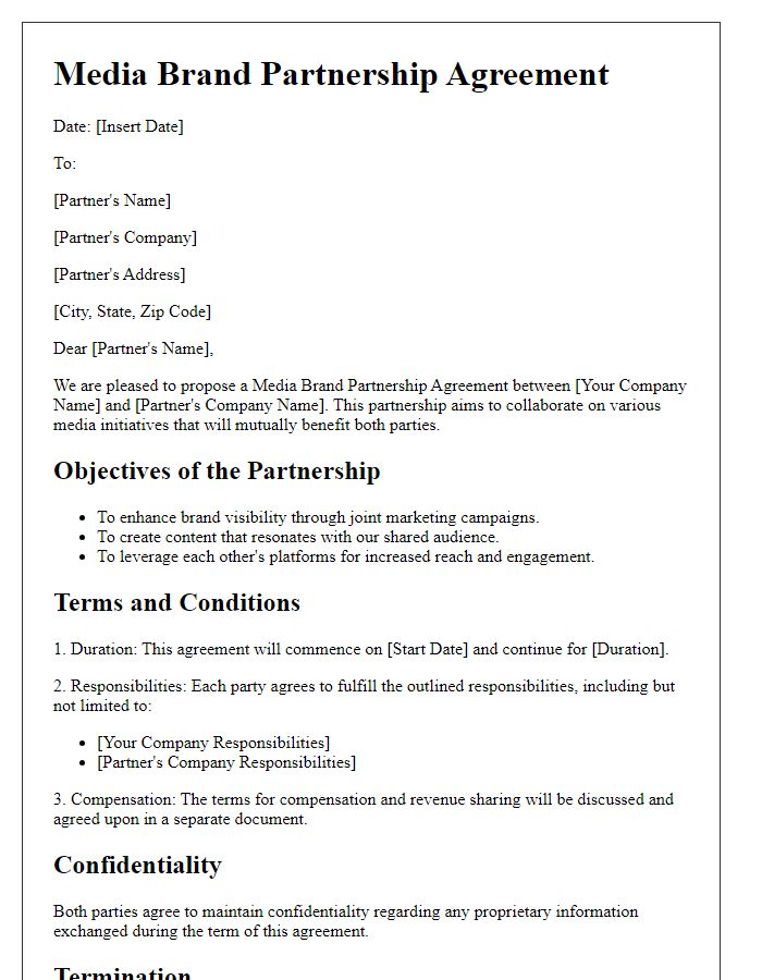 Letter template of Media Brand Partnership Agreement