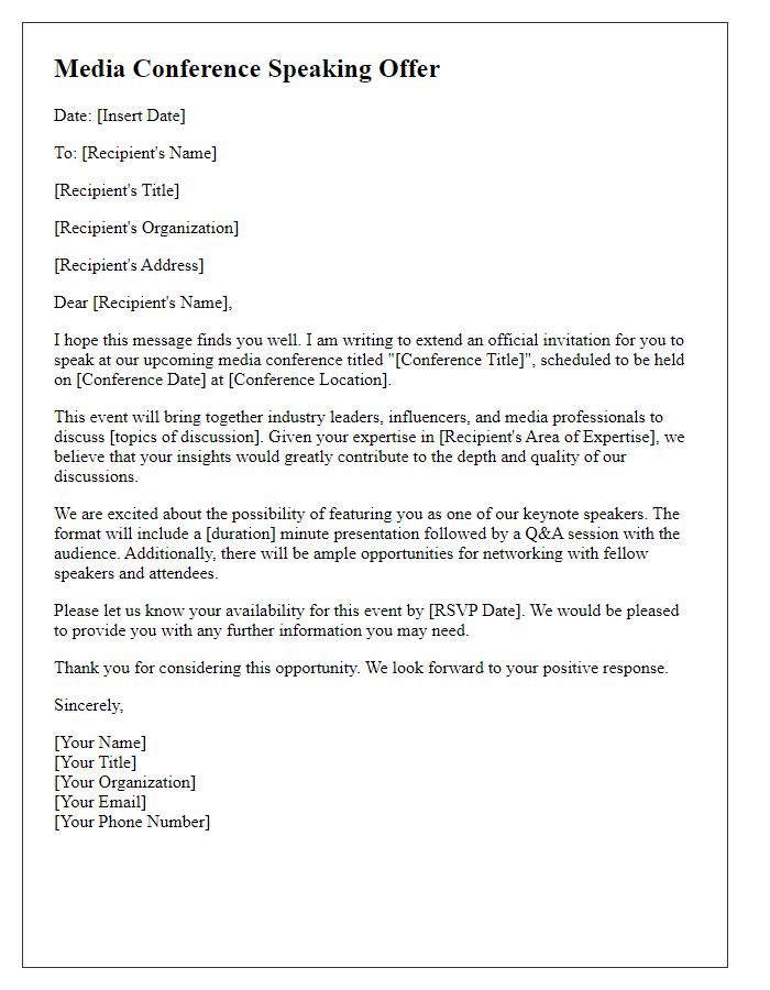 Letter template of media conference speaking offer