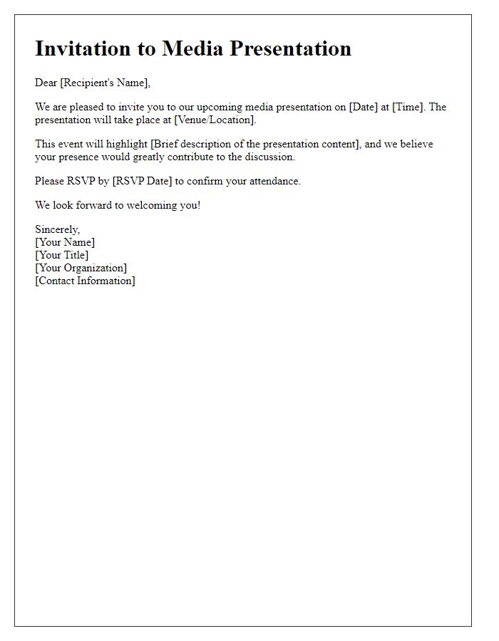 Letter template of media presentation invitation