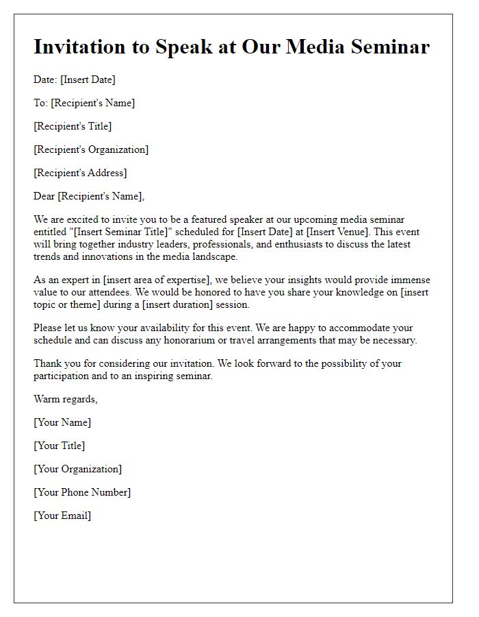 Letter template of media seminar speaking offer