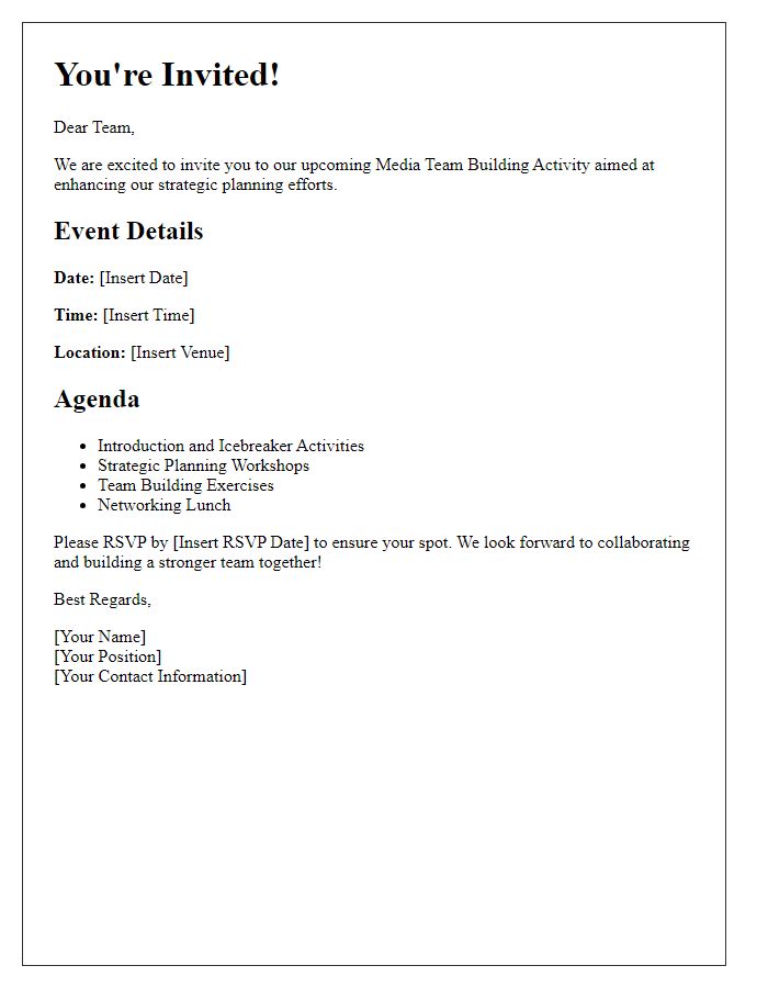 Letter template of media team-building activity invitation for strategic planning